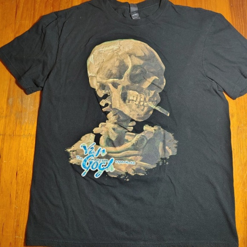 Van Gogh Immersive Experience Skull T Shirt Mens‎ Medium Black Cotton
